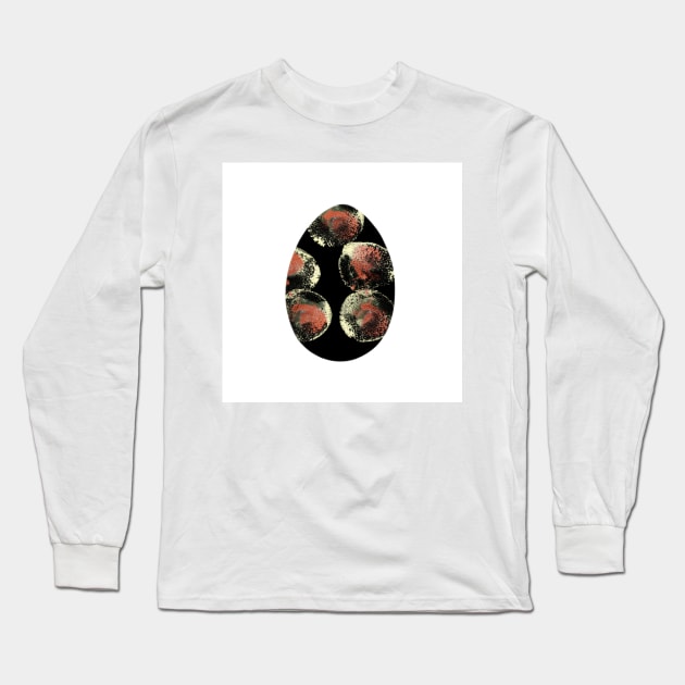 Easter egg -  with brown bubbles on black. Falling confetti, isolated on white. Watercolor textured painting with dots. Design for background, cover and packaging, Easter illustration, greeting card. Long Sleeve T-Shirt by Olesya Pugach